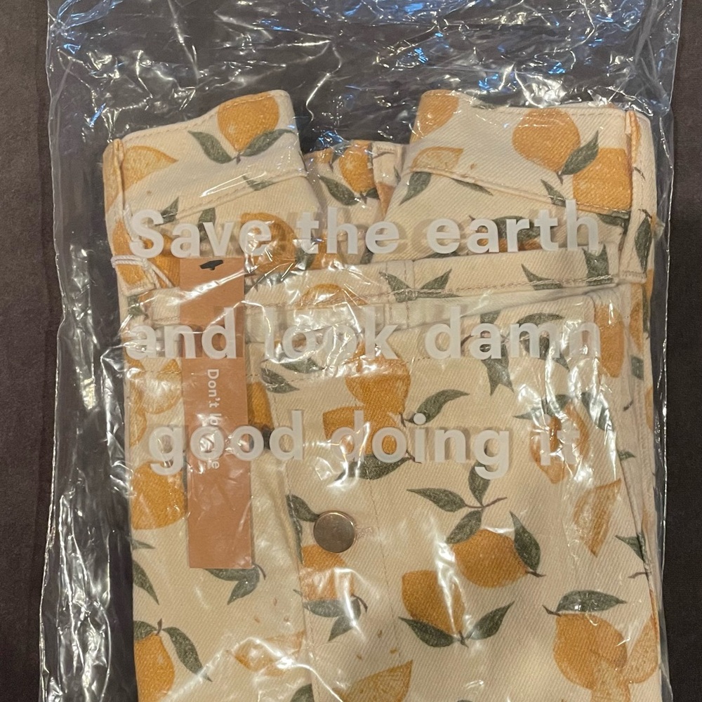 Reformation Chrissy denim two-piece set in Limoncello print